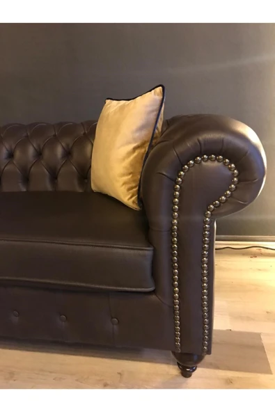 3A Mobilya Hakiki Deri Chesterfield - Resim 3