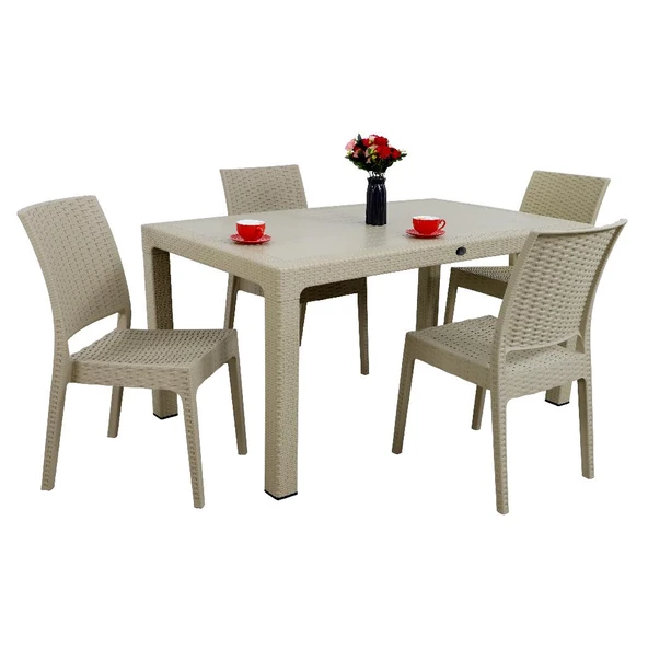 Norino Mandella Elit Rattan 90x150 4 kişilik Elit Sandalye Masa Takımı Çölbeji ürün görseli 1
