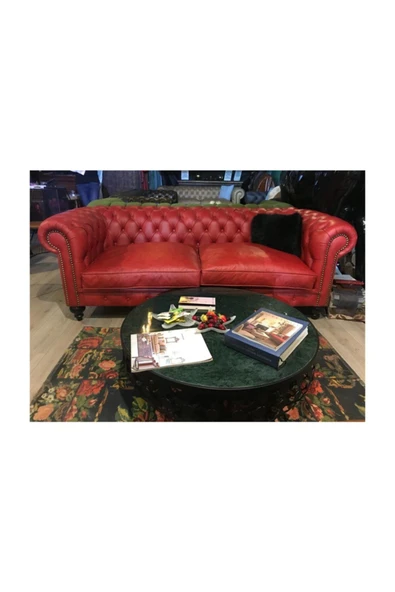 3A Mobilya Red Hakiki Deri Chesterfield - Resim 3