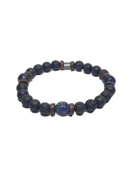 JTSS26BLK1749 LAV TAŞI VE LAPİS LAZULİ CEYT DOĞALTAŞ JANTİ BİLEKLİK ürün görseli 1