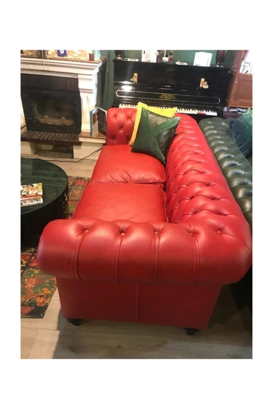 3A Mobilya Red Hakiki Deri Chesterfield - Resim 2