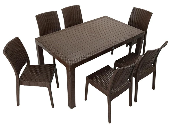 Norino Mandella Elit Rattan 90x150 Elit Sandalye Masa Takımı KAHVERENGİ ürün görseli 1