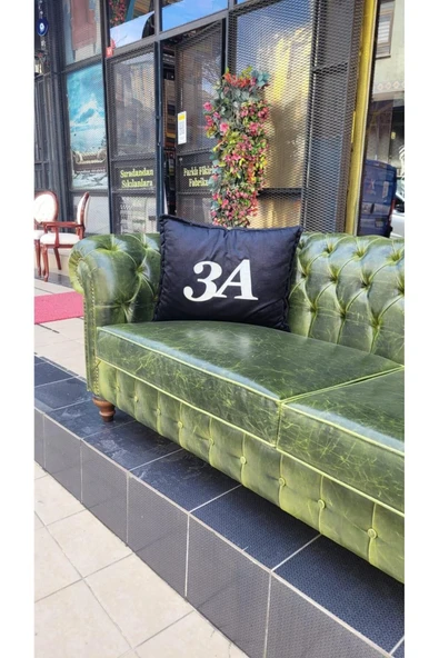 3A Mobilya LONDON PULLAP GREEN CHESTERFİELD - Resim 3