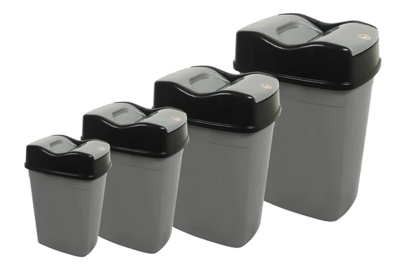 Norino Sağlam Plastik 4'lü Girdap Çöp Kovası Set  (10-15-25-60 Lt)(2-3-4-5 Nolu) ürün görseli 1