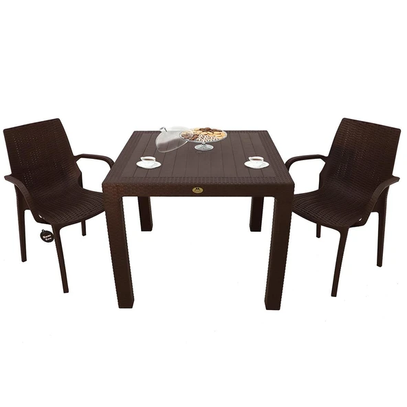 Norino Mandella Elit Rattan 90x90 2 Kişilik Nirvana Koltuk Masa Takımı Kahverengi ürün görseli 1