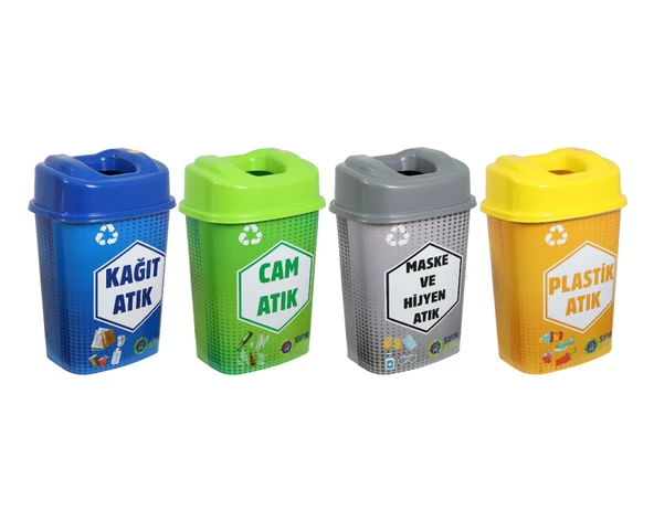 Norino Sağlam Plastik Sıfır Atık Kutusu - Geri Dönüşüm Kutusu 4'lü Set 60 Lt ürün görseli 1