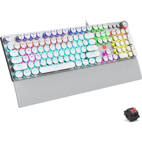 Lecoo KG1102 USB Kablolu Makro Tuşlu RGB LED Aydınlatmalı Mekanik Gaming Türkçe Q Metalik Klavye ürün görseli 1