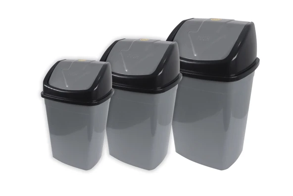 Norino Sağlam Plastik 3'lü Klik Çöp Kovası Set (10-15-25 Lt) ürün görseli 1