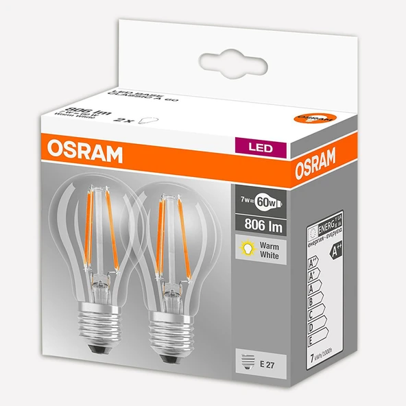 Osram 60 W Sarı Klasik E27 Duy 2'li Led Ampul ürün görseli 1