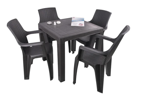 Norino Mandella Elit Rattan 80x80 Nibras Koltuk Masa Takımı Kahverengi ürün görseli 1