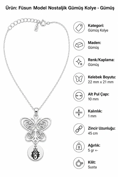 Füsun Model Nostaljik Gümüş Kolye - Gümüş - Resim 6