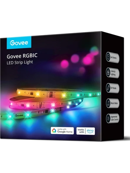 Govee RGBIC Basic Wifi + Bluetooth LED Şerit - 10 Metre - Resim 2