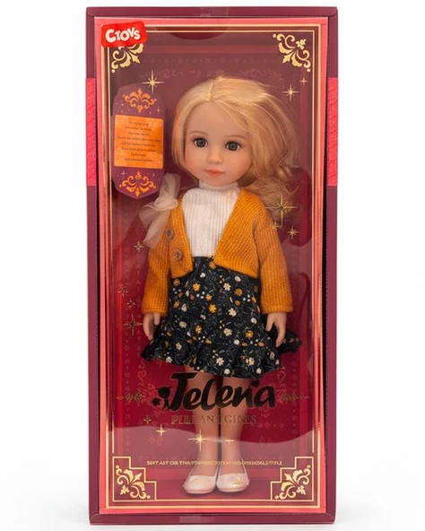 Ctoy Jelena Elegant Girls Moda Oyuncak Bebek Çiçek Desenli Elbiseli 38 cm 6900113 ürün görseli 1