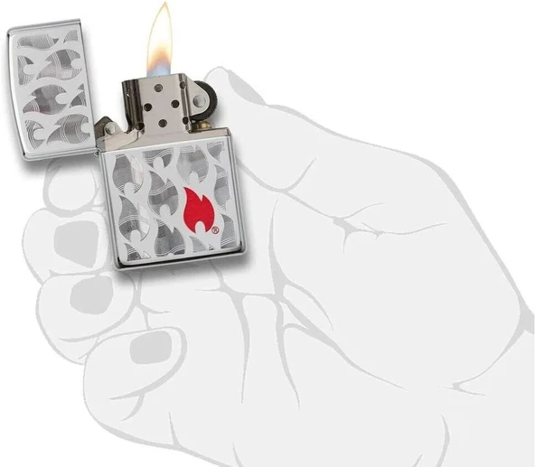 Zippo Red Flame In Flames Dizayn Çakmak - Resim 4