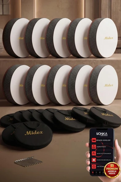 Midex BR-810X 10'lu Bendir Def Toptan Paket Akort Ayarlı EL Tutma Oyuklu Çantalı ürün görseli 1