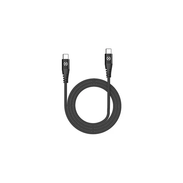 Celly USB-C to USB-C 60W Naylon Kablo Siyah ürün görseli 1