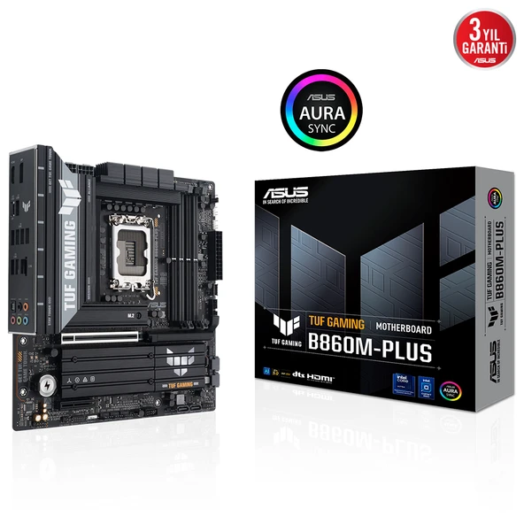 ASUS TUF Gaming B860M-PLUS 8800MHz (OC) DDR5 Soket LGA1851 M.2 HDMI DP mATX Anakart ürün görseli 1