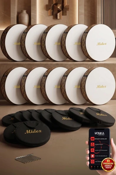 Midex BR-710X 10'lu Bendir Def Toptan Paket Akort Ayarlı EL Tutma Oyuklu Çantalı ürün görseli 1