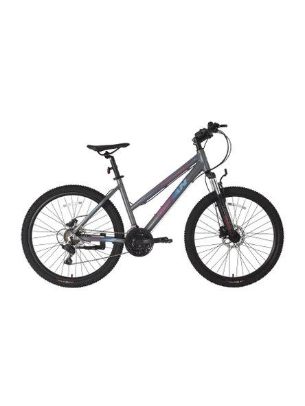 BİSAN ATHENA KADIN DAĞ BİSİKLETİ 43CM HD 26 JANT 21 VİTES METALİK GRİ MAVİ MOR ürün görseli 1