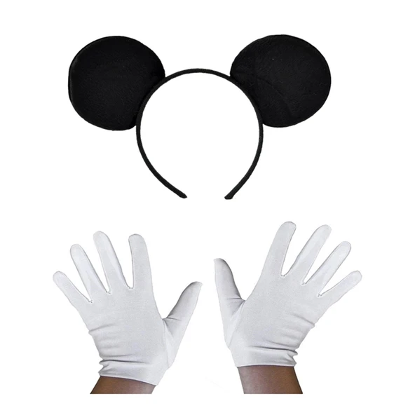 Siyah Mickey Mouse Tacı ve Beyaz Eldiven Seti P144318S9071 ürün görseli 1