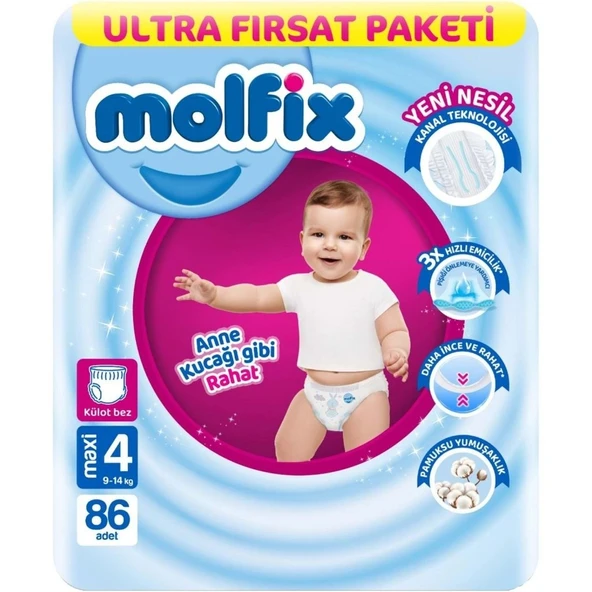 Külot Bez Ultra Fırsat Paketi 4 Beden 9-14 Kg 86 Adet ürün görseli 1