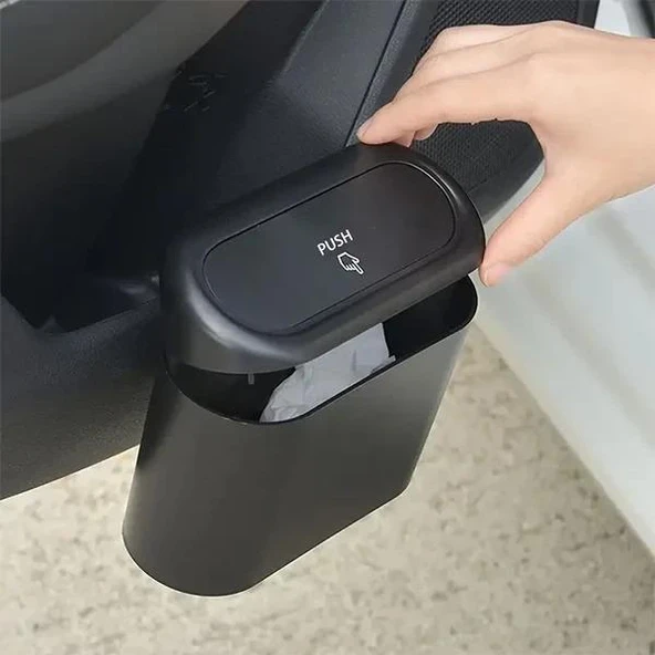 3B Trend Oto Araba Çöp Kutusu Kapaklı Organizer Çöp Kovası Siyah ürün görseli 1