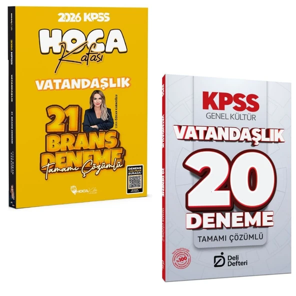 Hoca Kafası 2026 KPSS Vatandaşlık 21 Deneme & KPSS Vatandaşlık 20 Deneme Deli Defteri Yayınları Seti ürün görseli 1