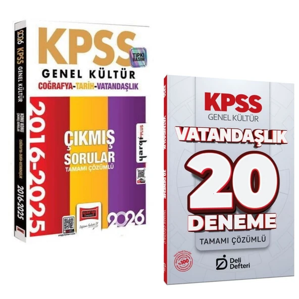 Yargı 2026 KPSS Tarih-Coğrafya-Vatandaşlık 2016-2026 Konu Konu Çıkmış Sorular & KPSS Vatandaşlık 20 Deneme Deli Defteri Yayınları Seti ürün görseli 1