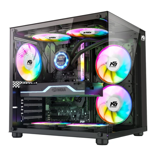 Orion Cube 3x Tuştan Değişen RGB Fanlı M-Atx Boş Bilgisayar Kasası Siyah ürün görseli 1