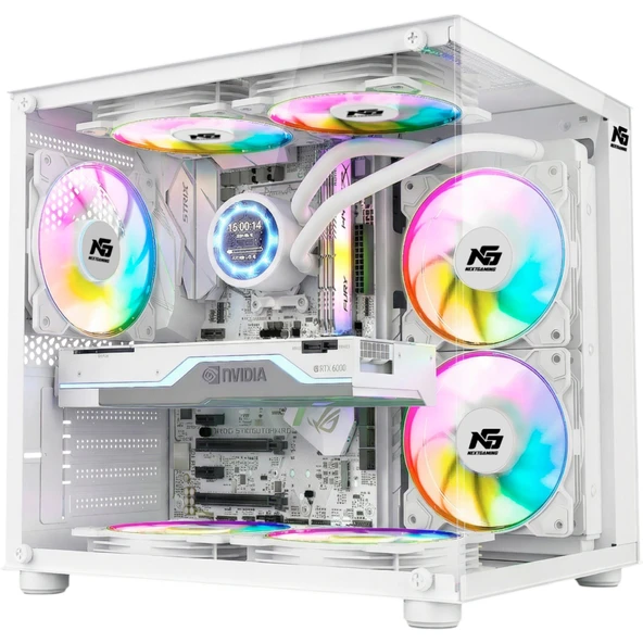 Orion Cube 3x Tuştan Değişen RGB Fanlı M-Atx Boş Bilgisayar Kasası Beyaz ürün görseli 1