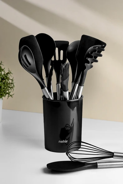 Nehir raven 12 parça çelik servis seti takımı siyah ürün görseli 1