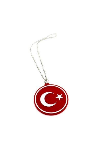 Araba Ayna Süsü Pleksi Çift Taraflı Türk Bayrağı Tasarım - Pleksi Çift Taraflı Türk Bayrağı Zincirli ürün görseli 1