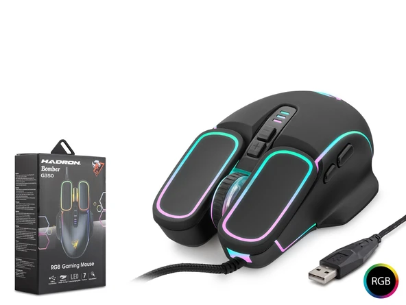 Bomber Gaming Mouse 6400 Dpi Rgb - Si̇yah  G350 ürün görseli 1