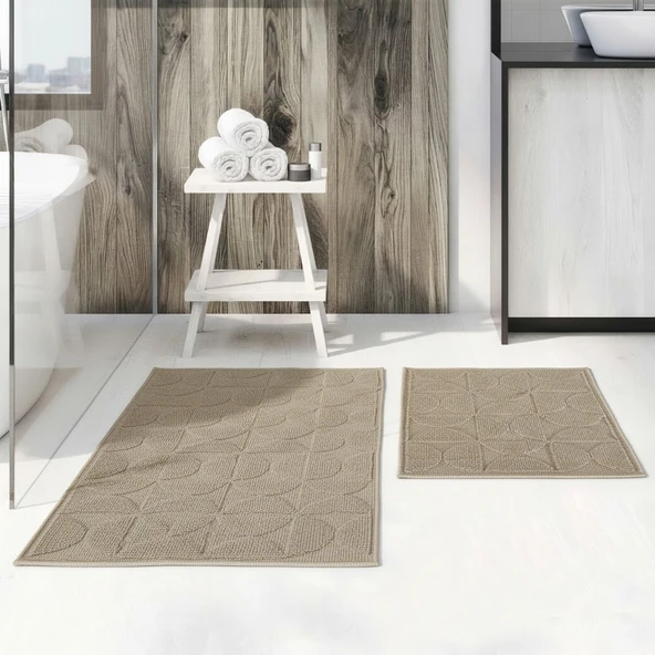LARİSSMOON LOOMX Banyo Paspası 2’li Set Yıkanabilir Dokuma Yüzey Kaymaz Taban Banyo Halısı Paspas ürün görseli 1