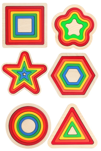 6’lı Ahşap Tabanlı ve 3D Baskı Renkli Geometrik Şekiller - 18 cm Montessori Seti ürün görseli 1