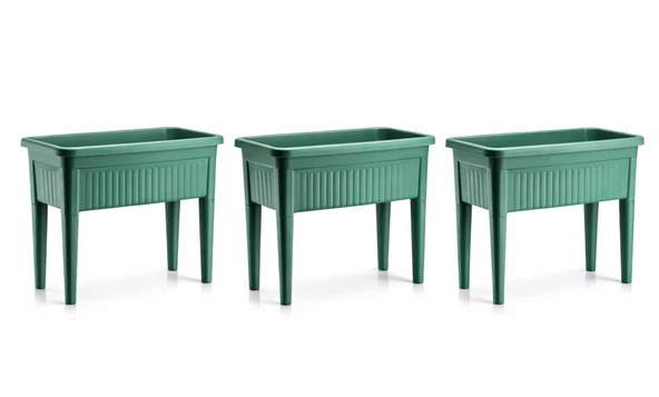 SO-AB03 Plastik Ayaklı Bahçe Yetiştirme Saksı Takımı 60 Lt Yeşil 3 Adet ürün görseli 1