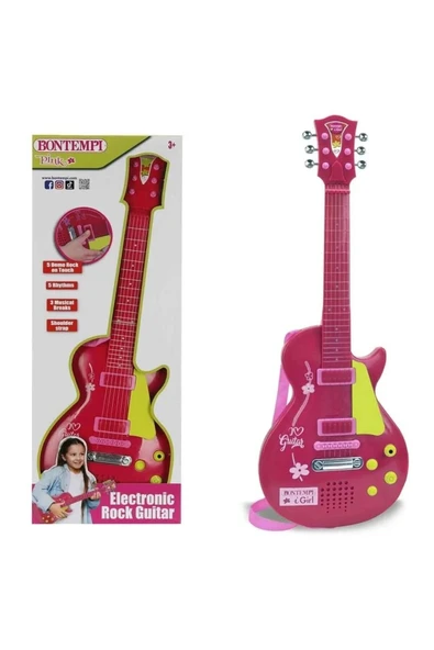 Elektronik Ayaklı Mikrofonlu Pembe Gitar ürün görseli 1