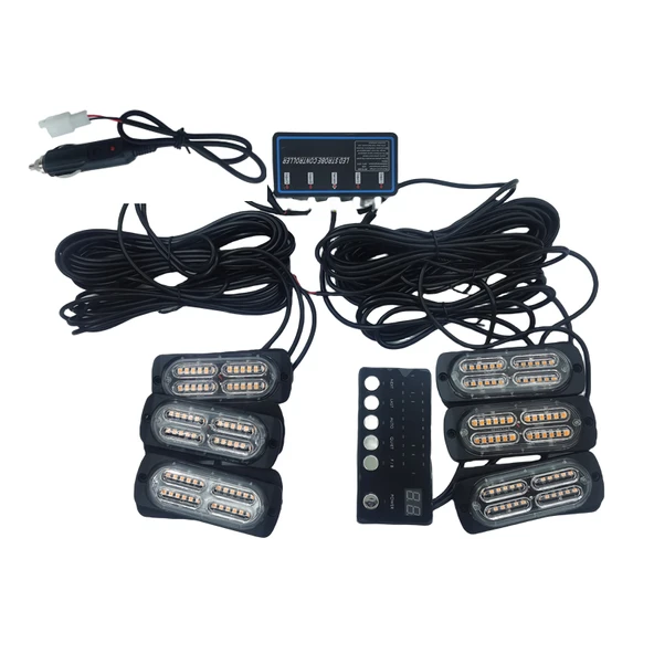 17 fonksiyonlu çakar lamba 12-30v 24 led 6 adet sarı*sarı set / LAPA549-1 ürün görseli 1