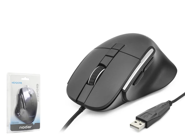 7D Ergonomi̇k Kablolu Ofi̇s Mouse 3600 Dpi - Siyah ND1209B ürün görseli 1