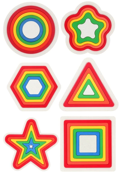 6 Parça Renkli Geometrik Şekiller - Montessori Eğitici Zeka Oyunu Seti ürün görseli 1