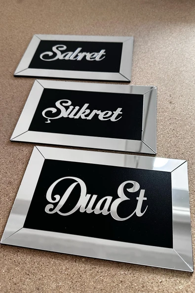 Sabret Şükret Dua Et 3lü Set Duvar Dekoru ürün görseli 1