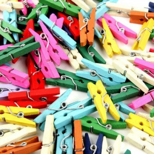 50'li Renkli Ahşap Mandal 3.5cm (10'lu Paket-500 Adet) ürün görseli 1