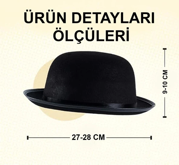 Stil Çocuk Şapkası – Siyah Melon Parti Şapkası ürün görseli 1