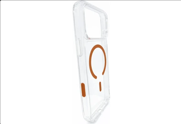 Otto Tech Kristal Magafe Kılıf iPhone 17 Pro Max Şeffaf-Turuncu - Resim 2
