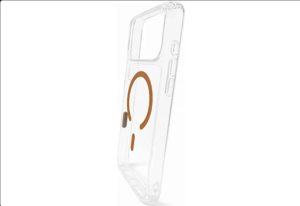 Otto Tech Kristal Magafe Kılıf iPhone 17 Pro Max Şeffaf-Turuncu - Resim 3