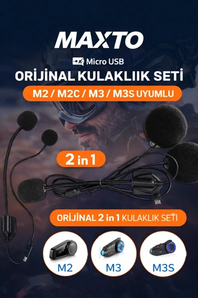 ULTRATEKNO Maxto M2 M2C M3 M3S Micro USB Girişli intercom Kulaklık Seti Orijinal Kulaklık Seti ürün görseli 1