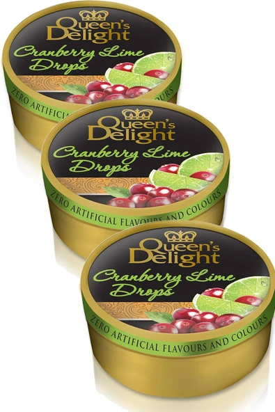 Queens Delight Cranberry Lime (Kızılcık ve Lime Aromalı) Şeker 150 gr x 3 Adet ürün görseli 1