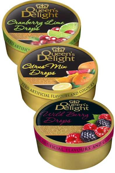 Queens Delight Meyve Aromalı Şeker 150 gr x 3 Adet (Wild Berry, Cranberry Lime, Citrus Mix) ürün görseli 1