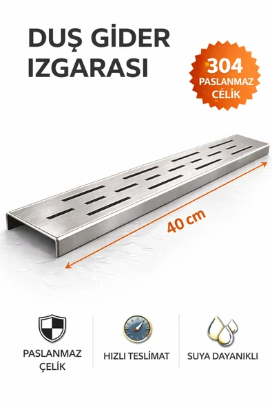 DESIPHON 40 cm Lineer Duş Gider Izgarası 304 Paslanmaz Çelik 5 cm Genişlik Üst Kanal Izgarası ürün görseli 1