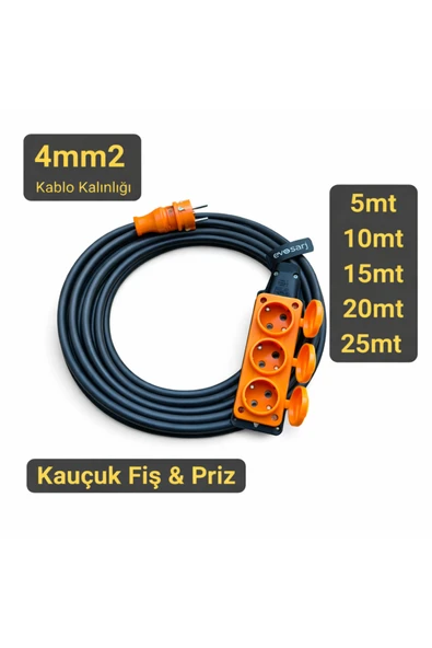 Evoşarj Elektrikli Araç Şarj Uzatma Kablosu 5 Metre, 4mm2, 16A ürün görseli 1